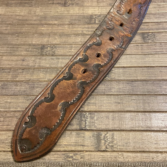 Vintage 1981 Octanner Chevron Brass Belt Buckle With Leather Buffalo Nickel Coin - Picture 8 of 8